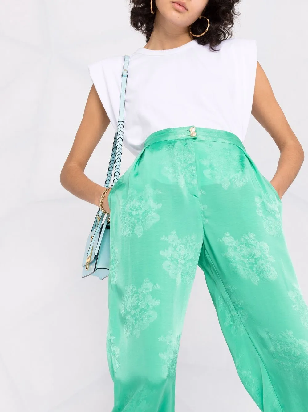 фото Pinko брюки с цветочной вышивкой