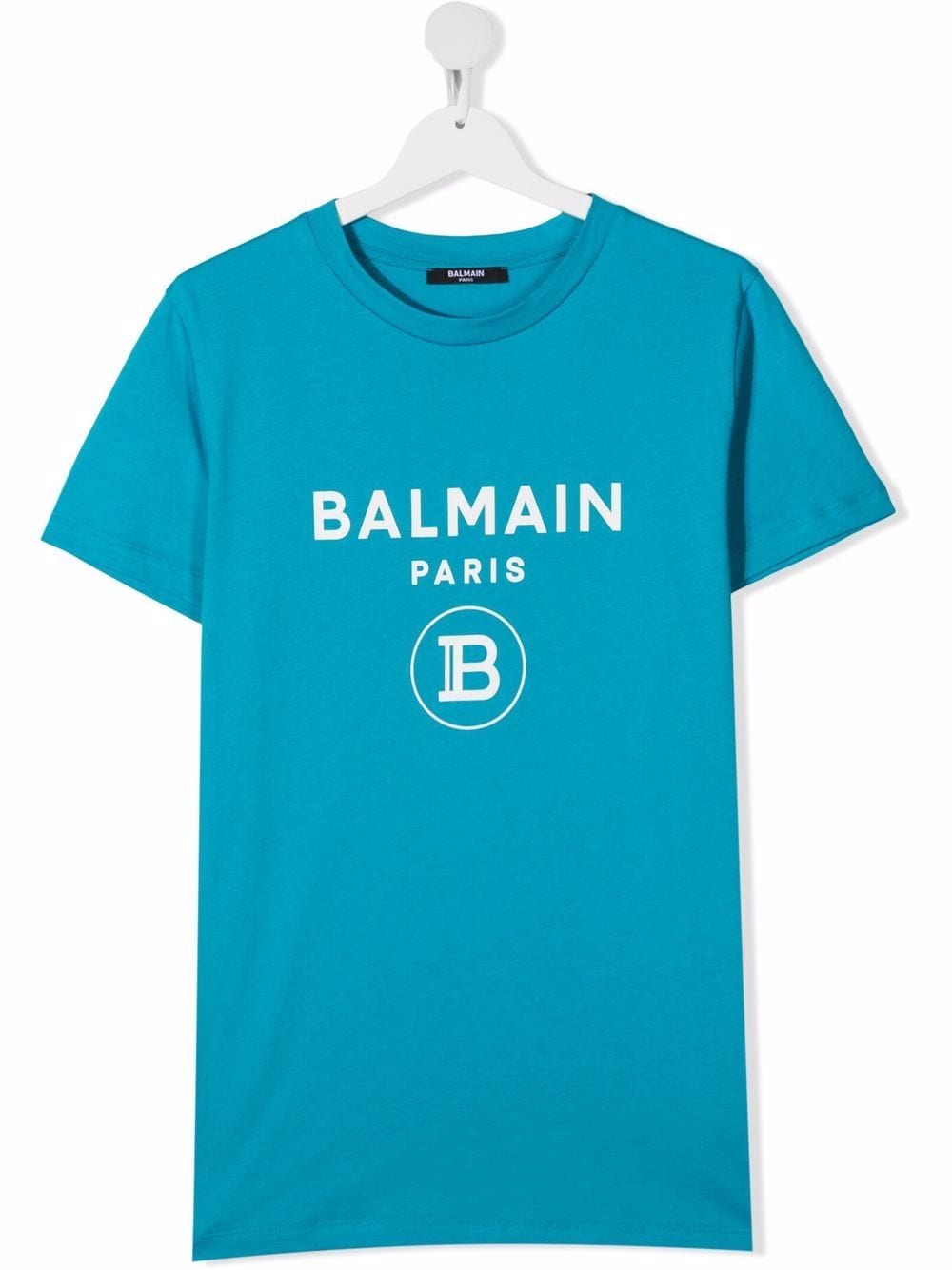 Balmain Teen Logo-print Cotton T-shirt In Blue