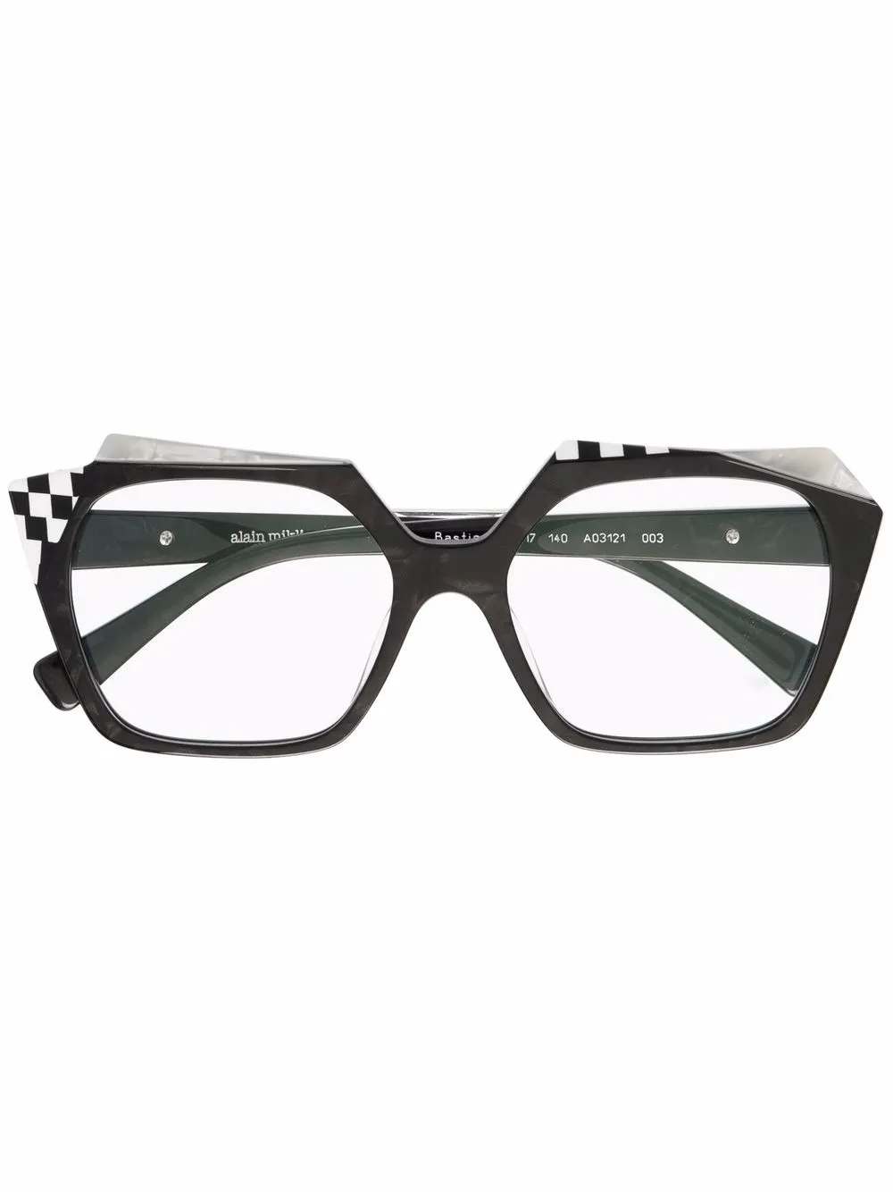 Alain Mikli check-detail angular square glasses | Black | Image 1