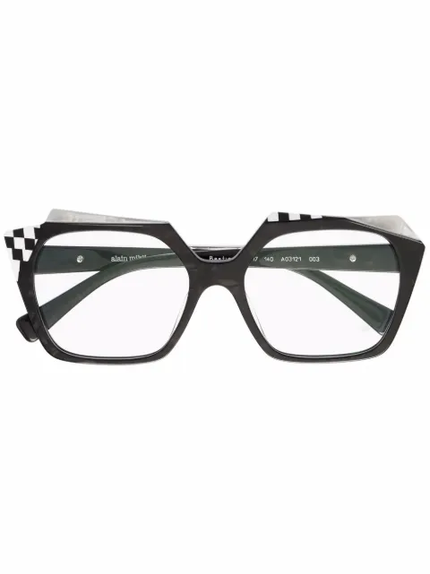 Alain Mikli lentes con armazón cuadrada y detalle a cuadros