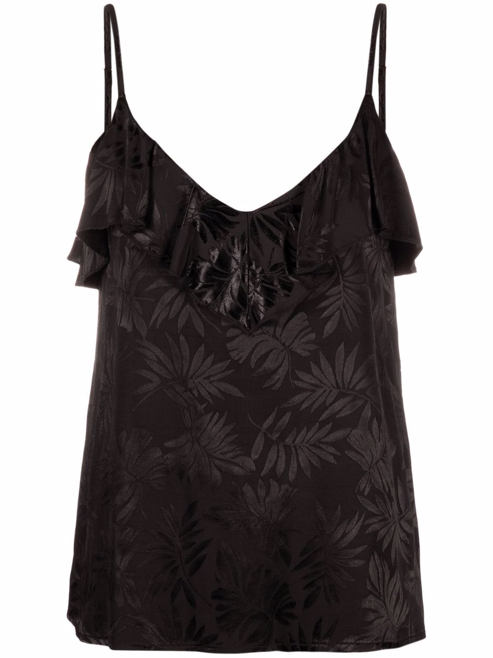 Sabina Musayev Draped Floral Appliqué Top In Black