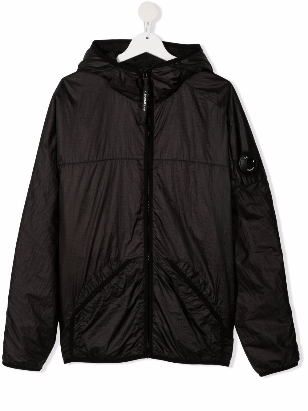 C.p. Company Teen Zipped Hooded Jacket In Schwarz