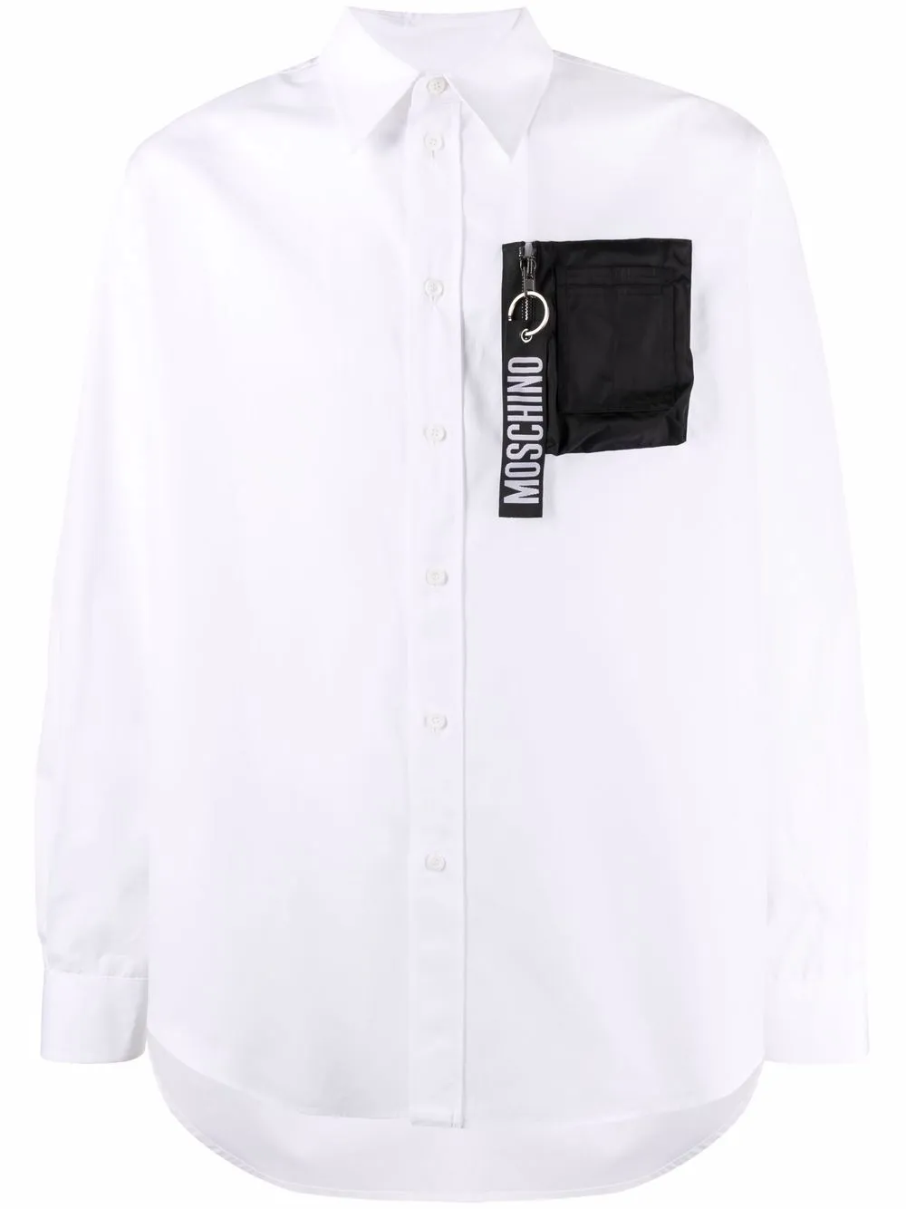 Moschino camisa con logo y cierre - Blanco
