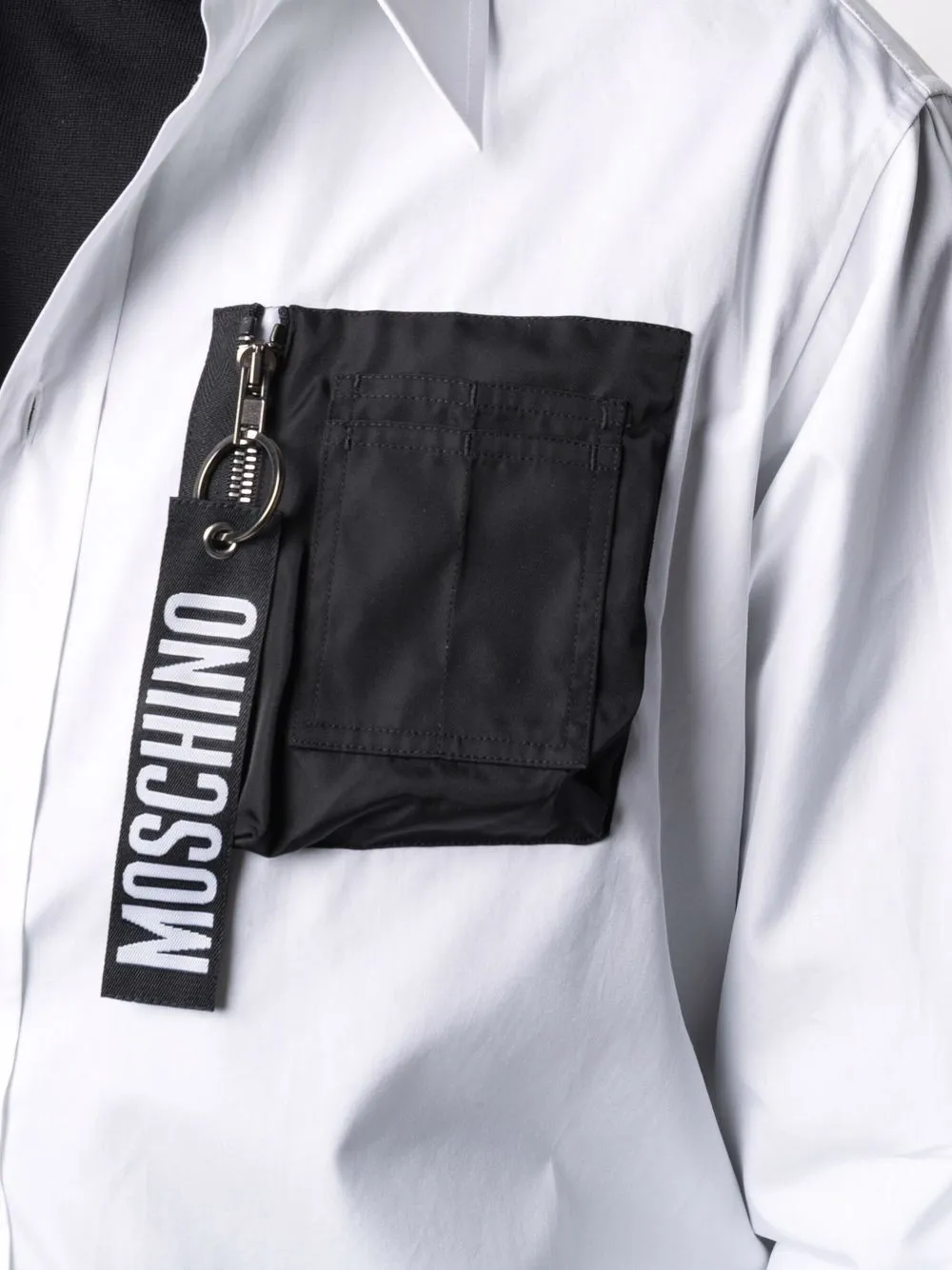 фото Moschino рубашка с карманом на молнии и логотипом