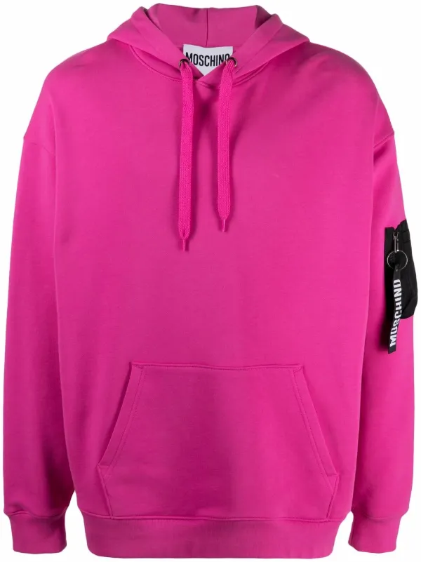 Moschino Zip Pull Pocket-detail Hoodie in Pink