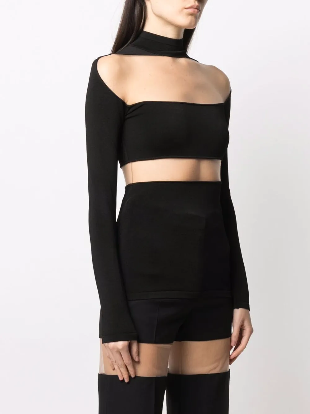 фото Mugler трикотажный топ с прозрачными вставками