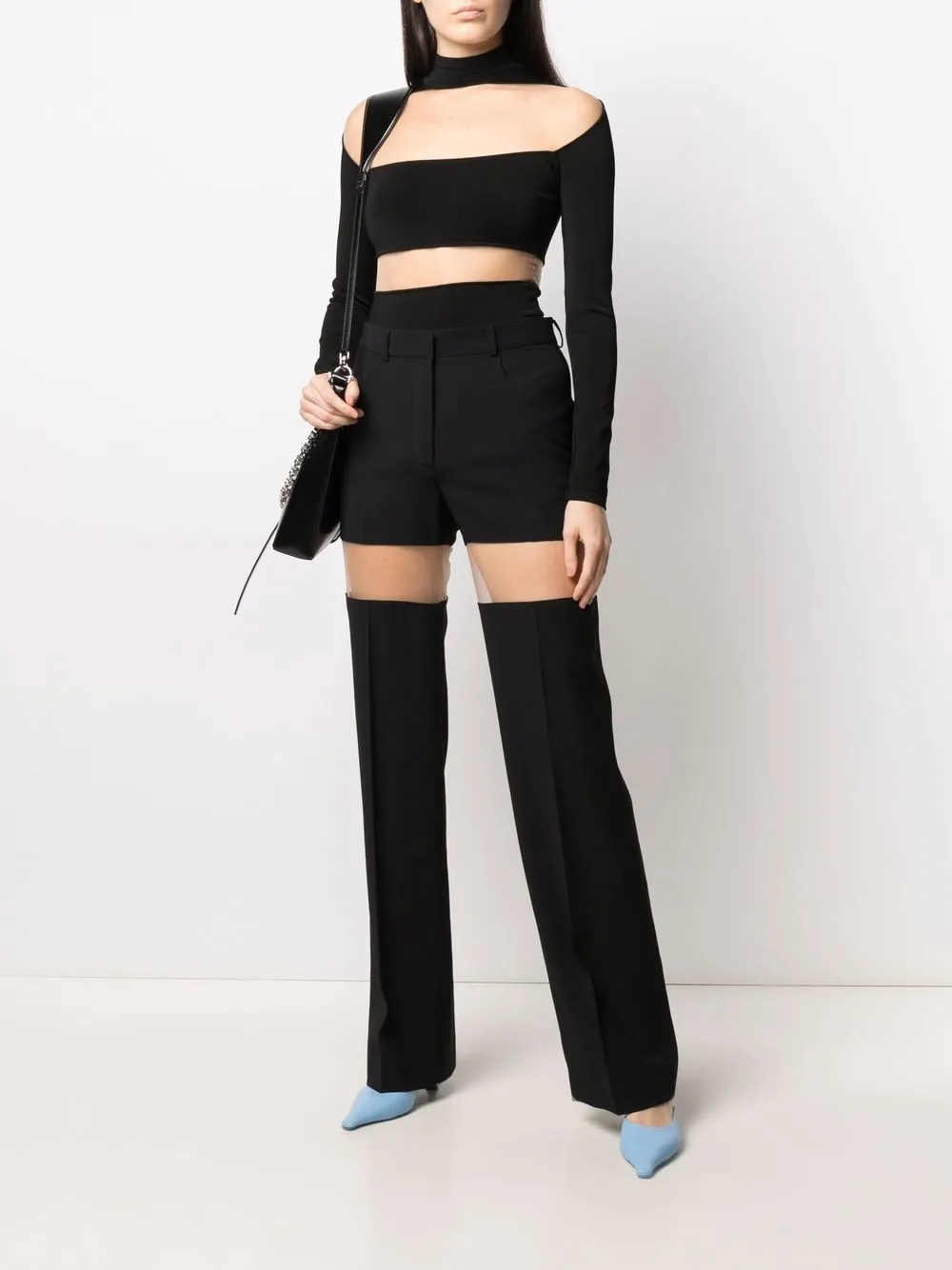 фото Mugler трикотажный топ с прозрачными вставками
