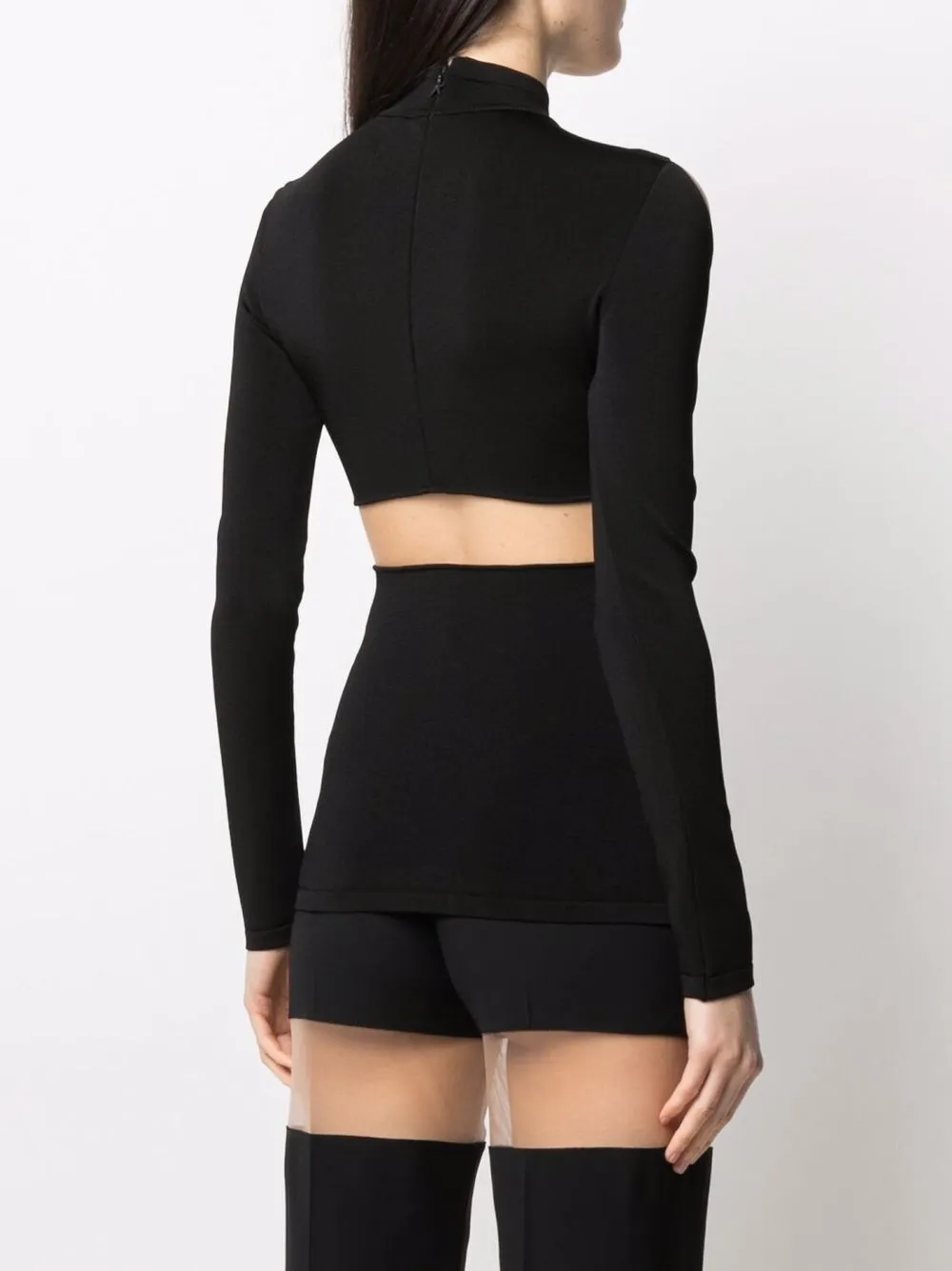 фото Mugler трикотажный топ с прозрачными вставками