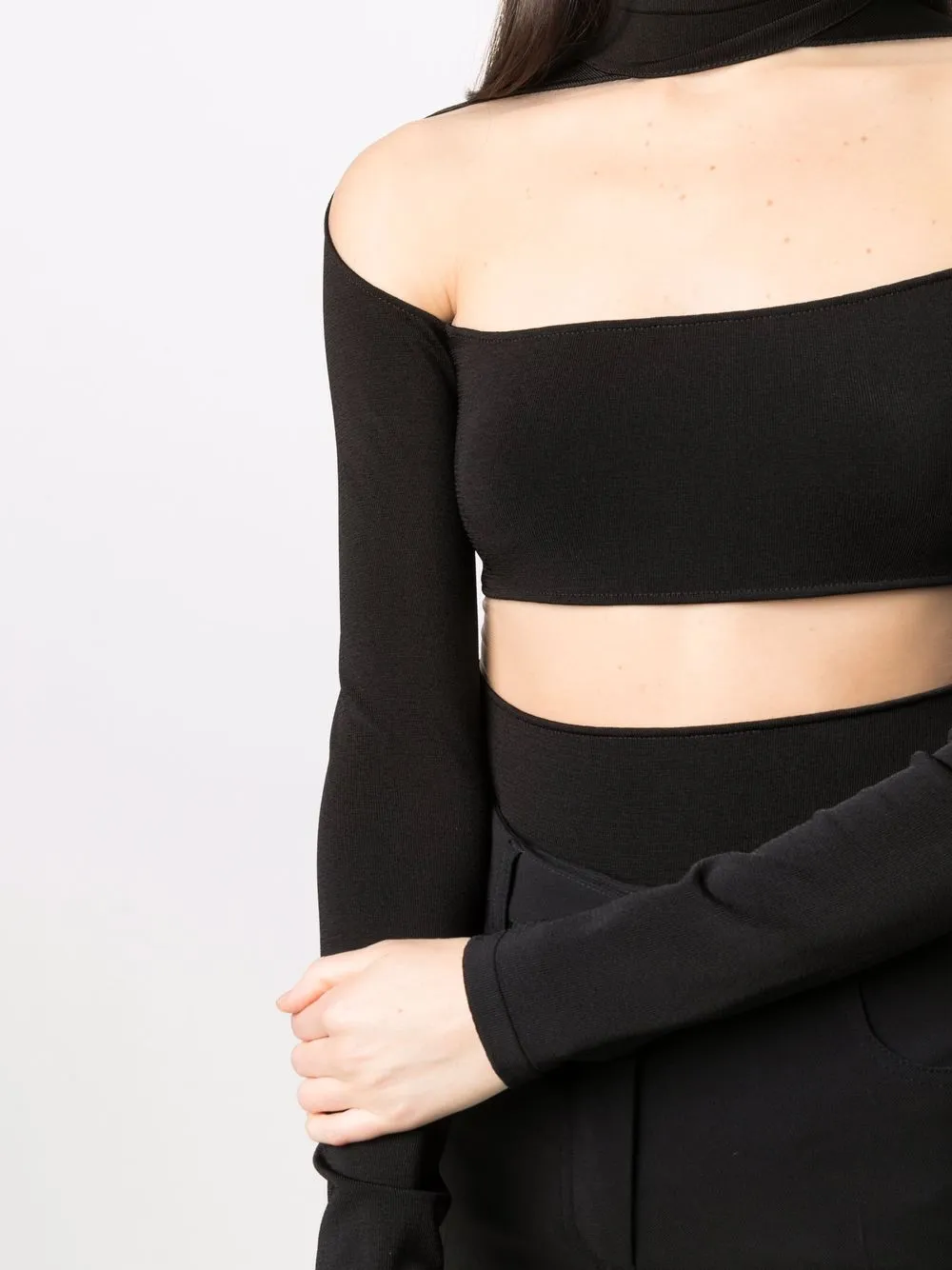фото Mugler трикотажный топ с прозрачными вставками