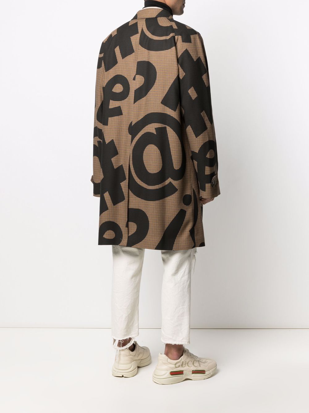 Shop Moschino Symbols-print Houndstooth Coat In Braun