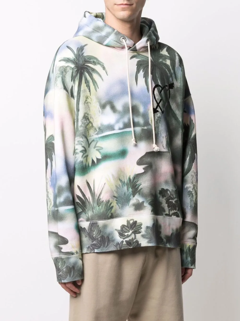 Palm Angels Hoodie met logo Groen