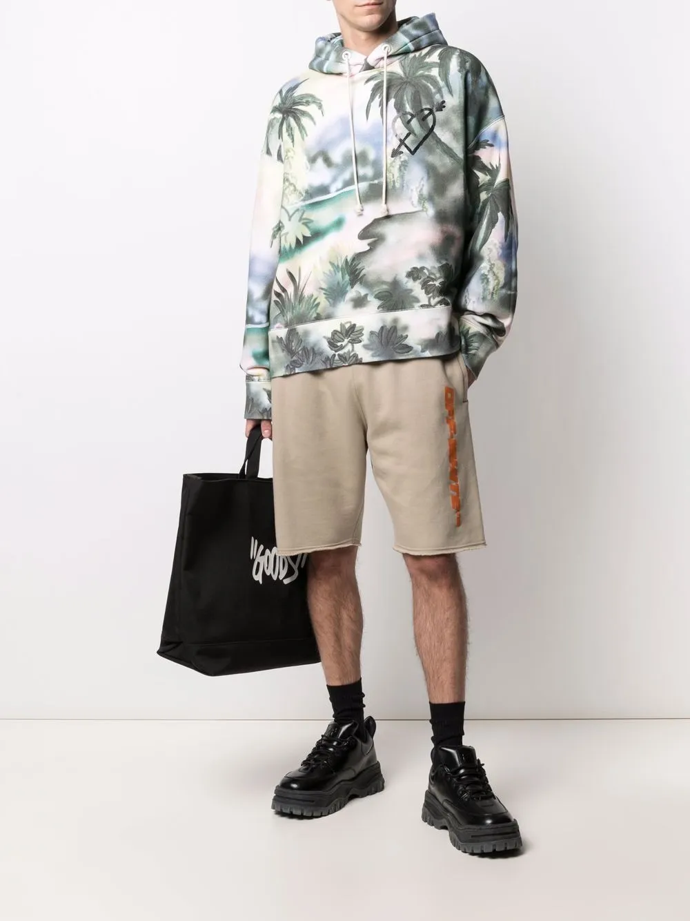 Palm Angels Hoodie met logo Groen