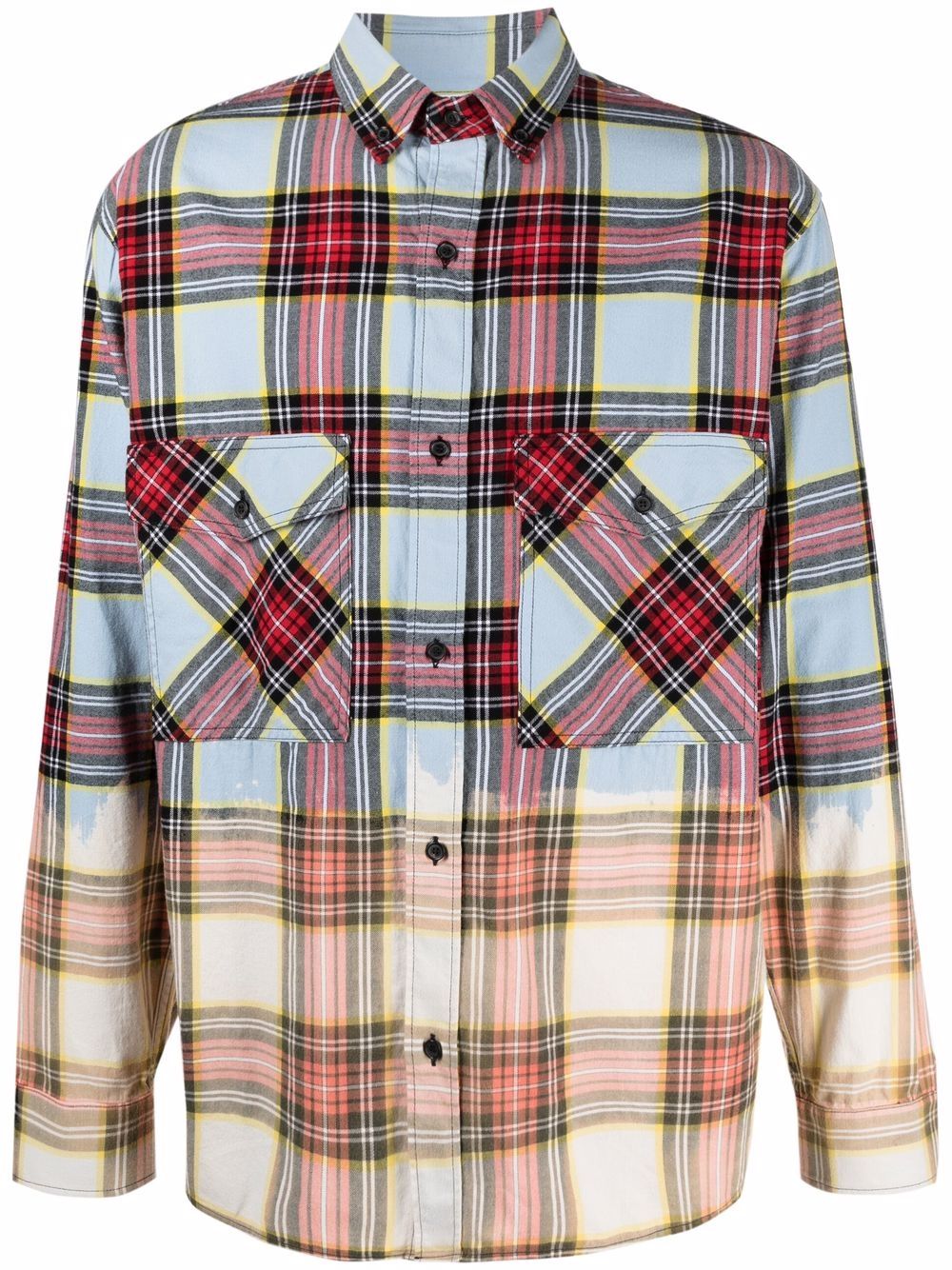 Shop Marcelo Burlon County Of Milan Dyed-effect Check Shirt In Red