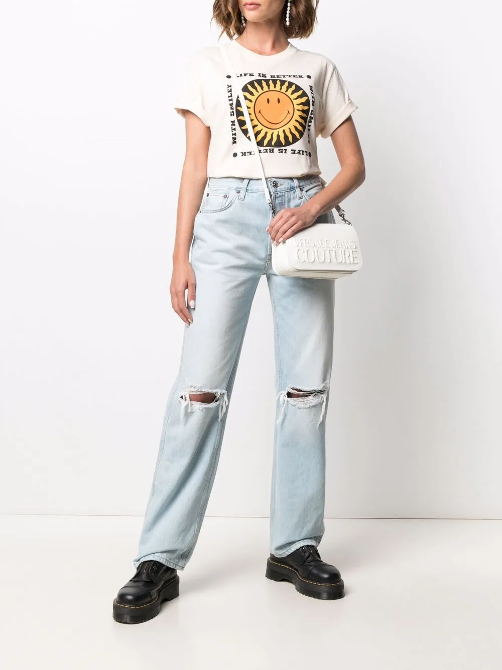 фото Versace jeans couture сумка через плечо с тисненым логотипом