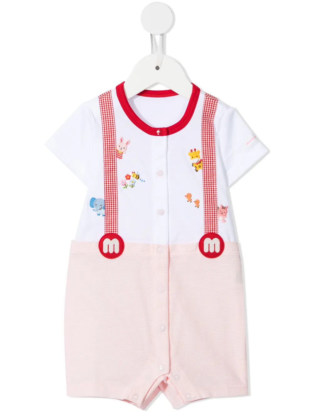

Miki House romper estilo overol bordado - Blanco
