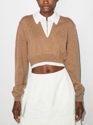 zip-collar cropped jumper展示图