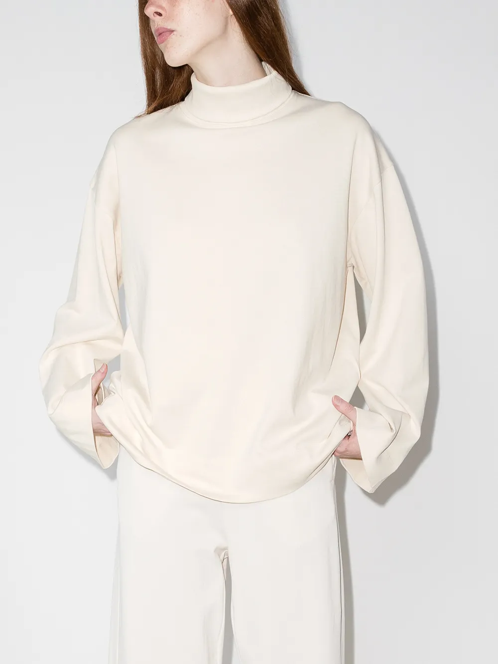 Image 2 of Ninety Percent roll neck wide sleeves jumper