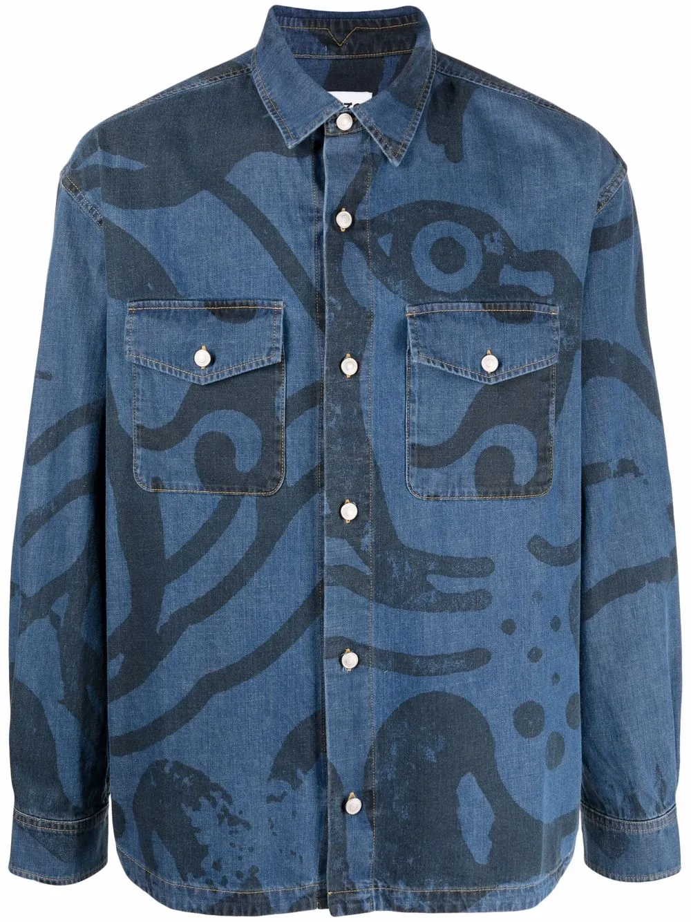 KENZO GRAPHIC-PRINT DENIM SHIRT