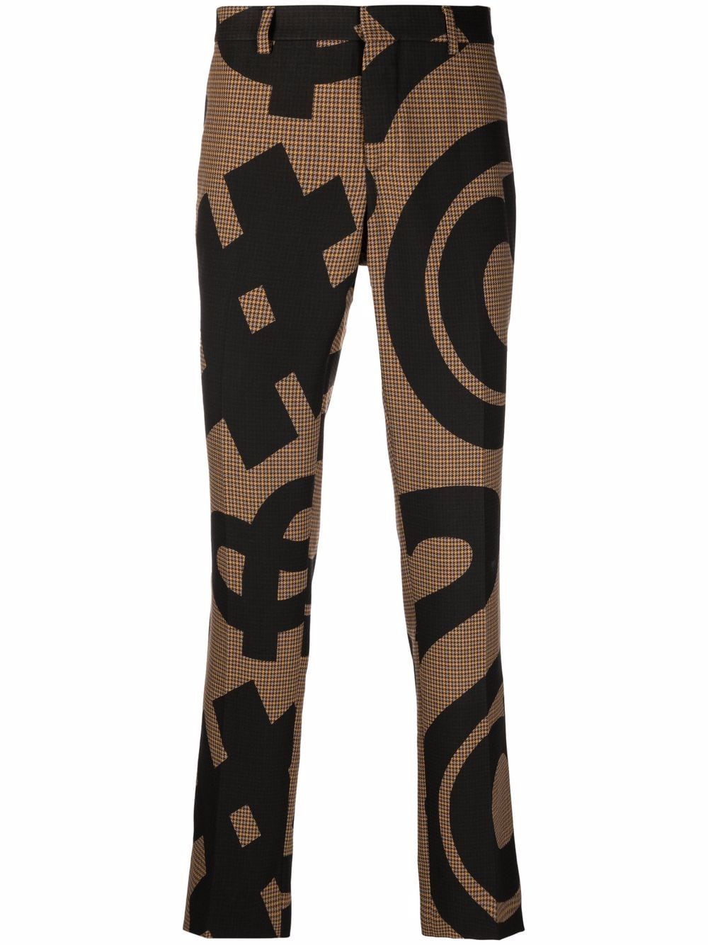 MOSCHINO GRAPHIC-PRINT PRESSED-CREASE TROUSERS