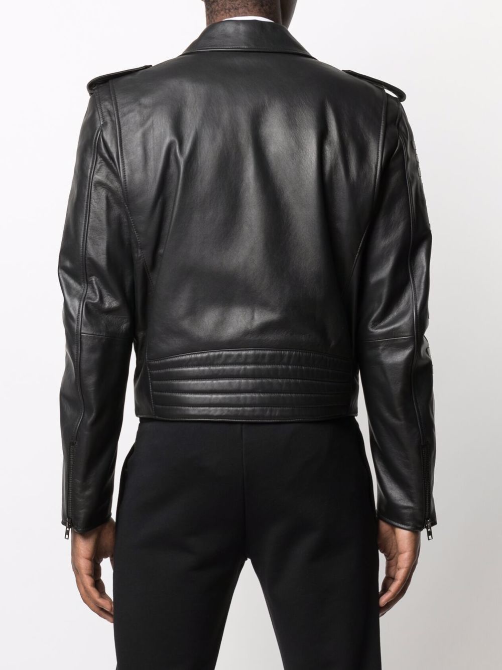 фото Moschino байкерская куртка с вышитым логотипом