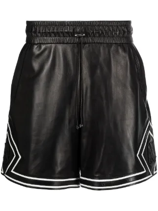 Shop AMIRI appliqué-logo leather shorts 