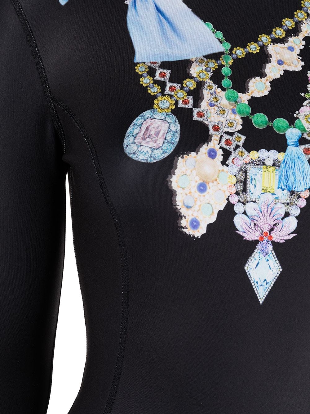 Shop Cynthia Rowley Jewel Necklace Wetsuit In Black