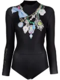 Cynthia Rowley jewel necklace wetsuit - Black