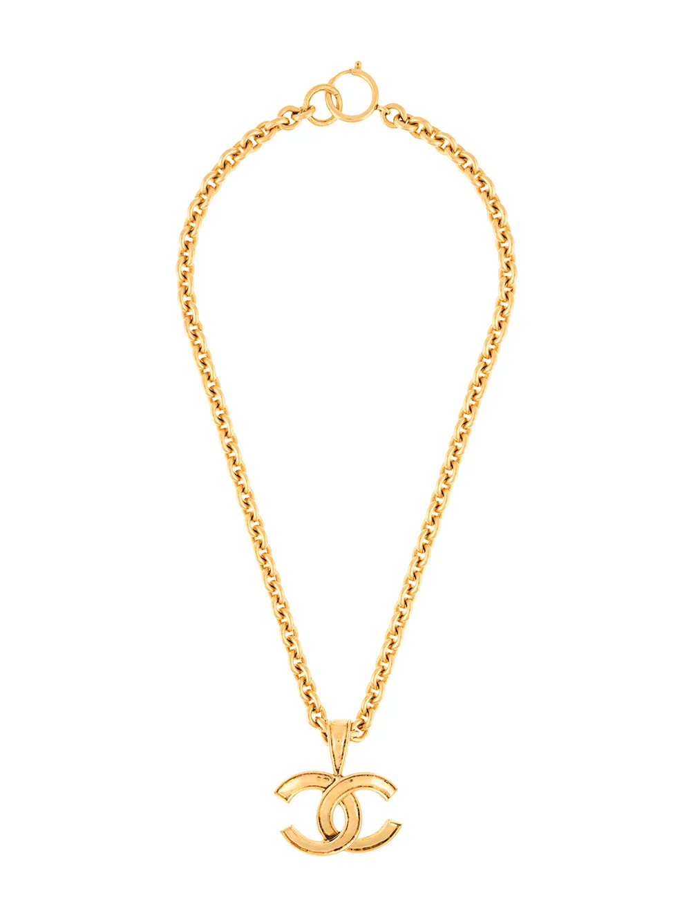 Pre-owned Chanel 1994 Cc Pendant Necklace In Gold