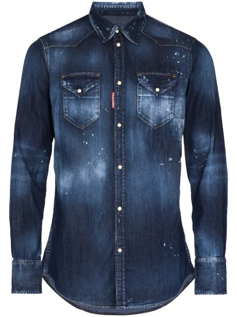 DSQUARED2 faded paint splatter denim shirt