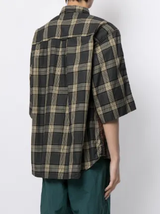 two-tone check-print shirt展示图