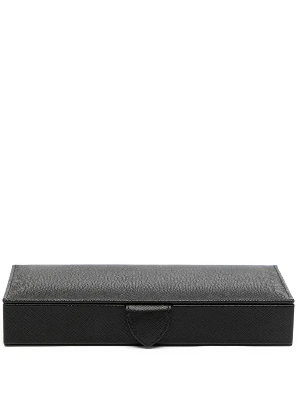 Smythson Panama Cufflink Case in Black