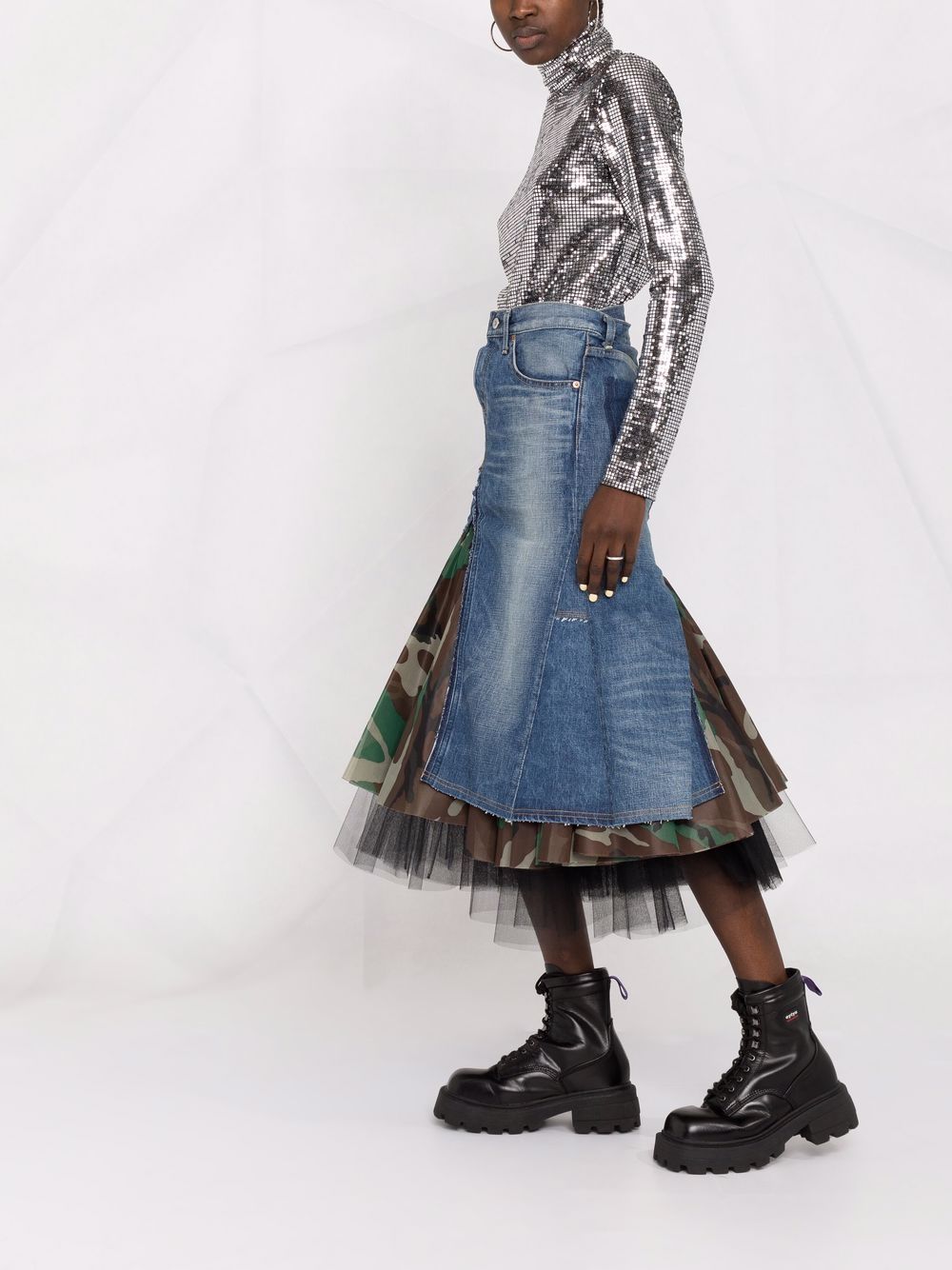 фото Junya watanabe многослойная джинсовая юбка асимметричного кроя
