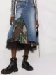 Junya Watanabe asymmetrical tulle-layered denim skirt