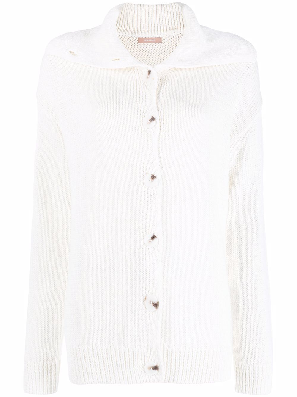 

12 STOREEZ spread-collar knitted cardigan - Neutrals