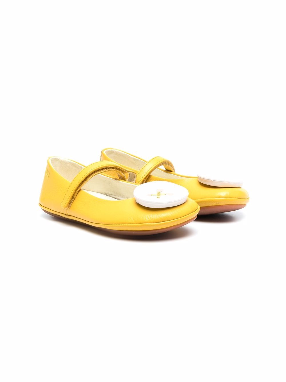 

Camper Kids button-detail leather ballerinas - Yellow