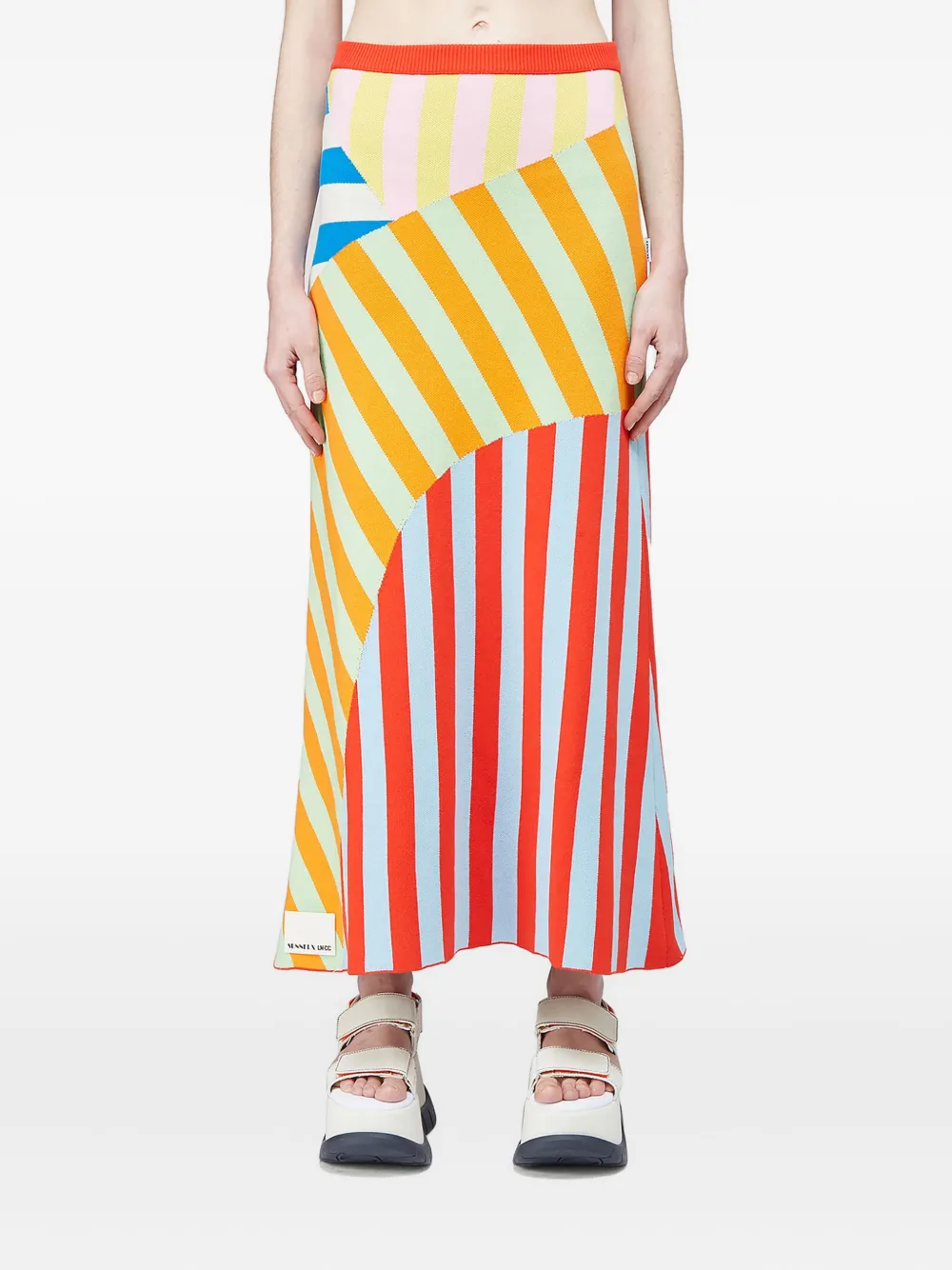 Sunnei striped panelled midi skirt | Yellow | Image 1