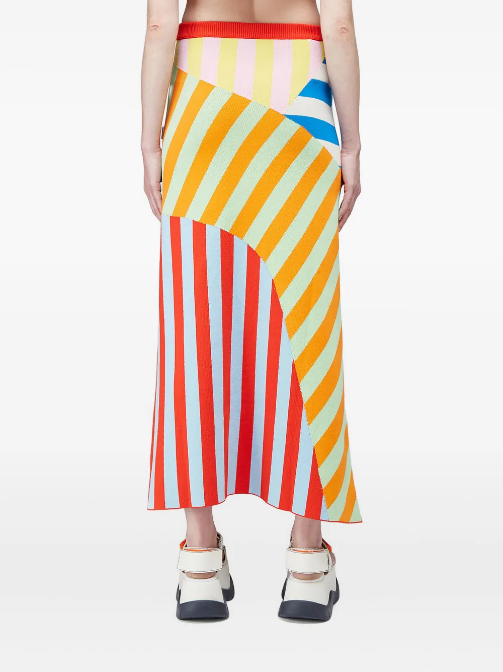 Sunnei Striped Panelled Midi Skirt In Yellow