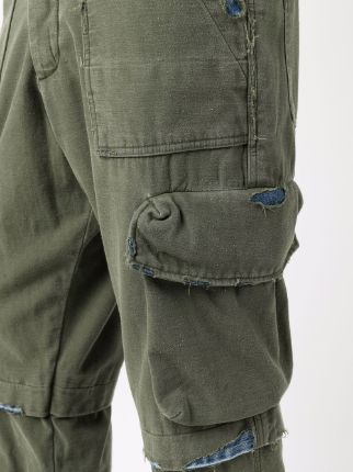 denim-trim cropped cargo trousers展示图