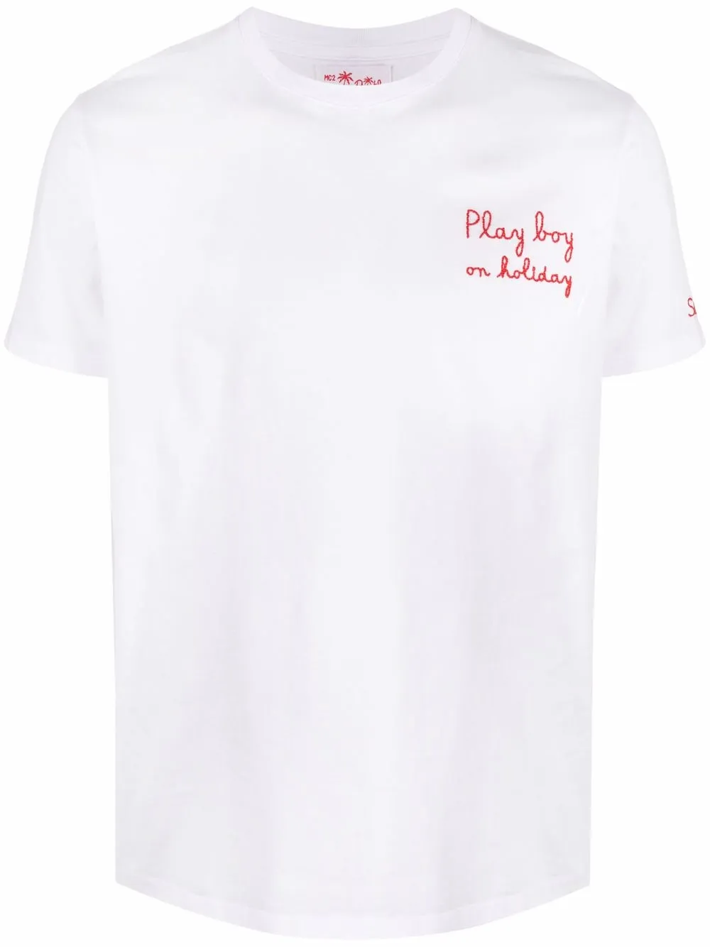 MC2 SAINT BARTH SLOGAN-EMBROIDERED COTTON T-SHIRT