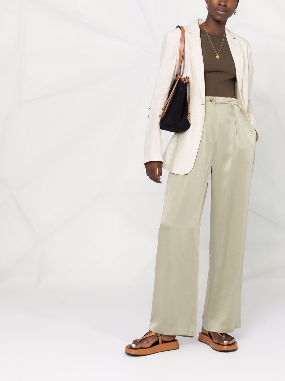 12 STOREEZ wide leg satin trousers - FARFETCH