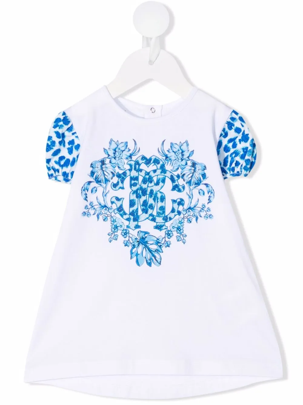 

Roberto Cavalli Junior logo-heart print puff blouse - White