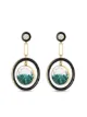 Image 1 of Moritz Glik 18kt yellow gold Apollo halo enamel, diamond and emerald shaker earrings