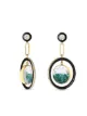 Moritz Glik 18kt yellow gold Apollo halo enamel, diamond and emerald shaker earrings