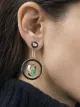 Image 2 of Moritz Glik 18kt yellow gold Apollo halo enamel, diamond and emerald shaker earrings
