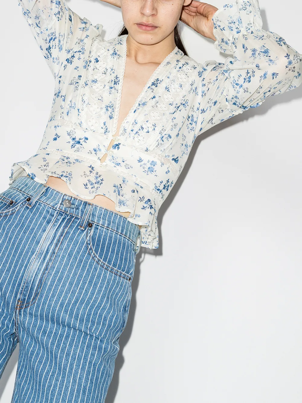 Meadowlark V-Neck Cropped Blouse