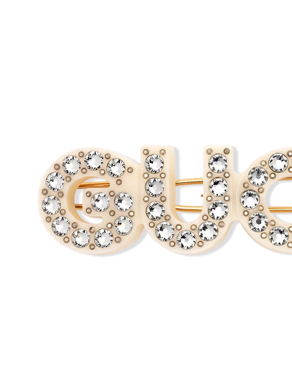 Logo Crystal Embellished Hair Clip in White - Gucci