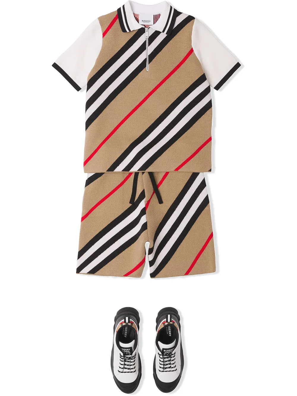 фото Burberry kids шорты вязки интарсия в полоску icon stripe