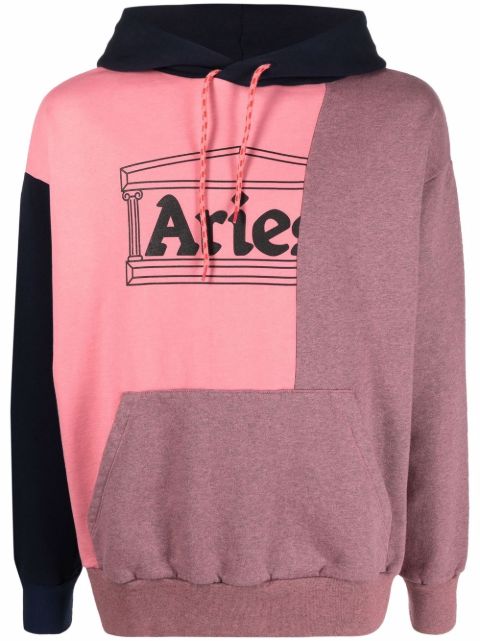 Aries block-colour logo-print hoodie