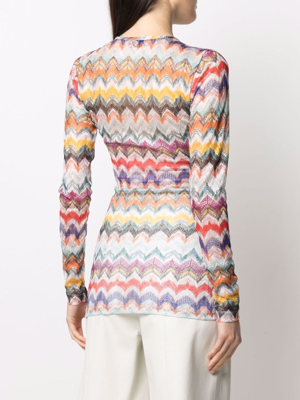 фото Missoni mare трикотажный топ с длинными рукавами и узором шеврон