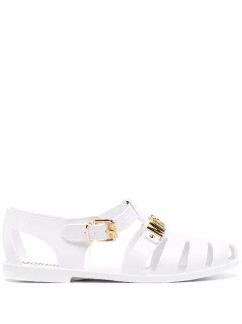 moschino jelly sandals with lettering logo